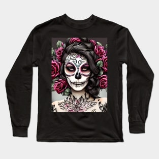 Sugar Skull Tattoo Long Sleeve T-Shirt